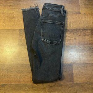 We The Free Denim Jeans Womens Size 24 High Rise Black Skinny Fit Raw Hem